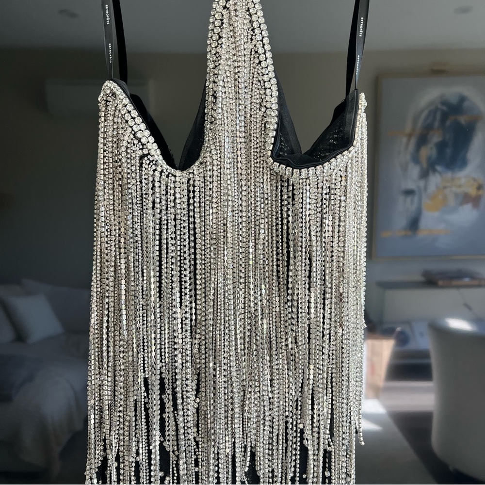 RETROFETE BELLE EMBELLISHED FRINGE DRESS NWT - Picture 11 of 16